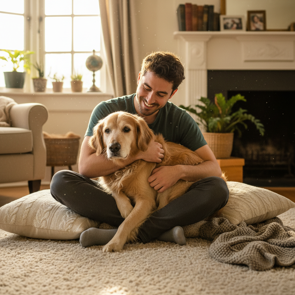 Gentle companionship for a senior dog